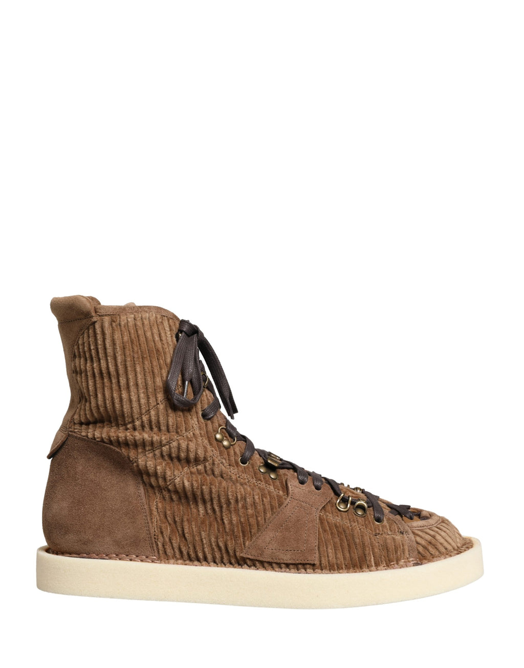 Dolce & Gabbana Braune Corduroy High-Top Oxford Boots