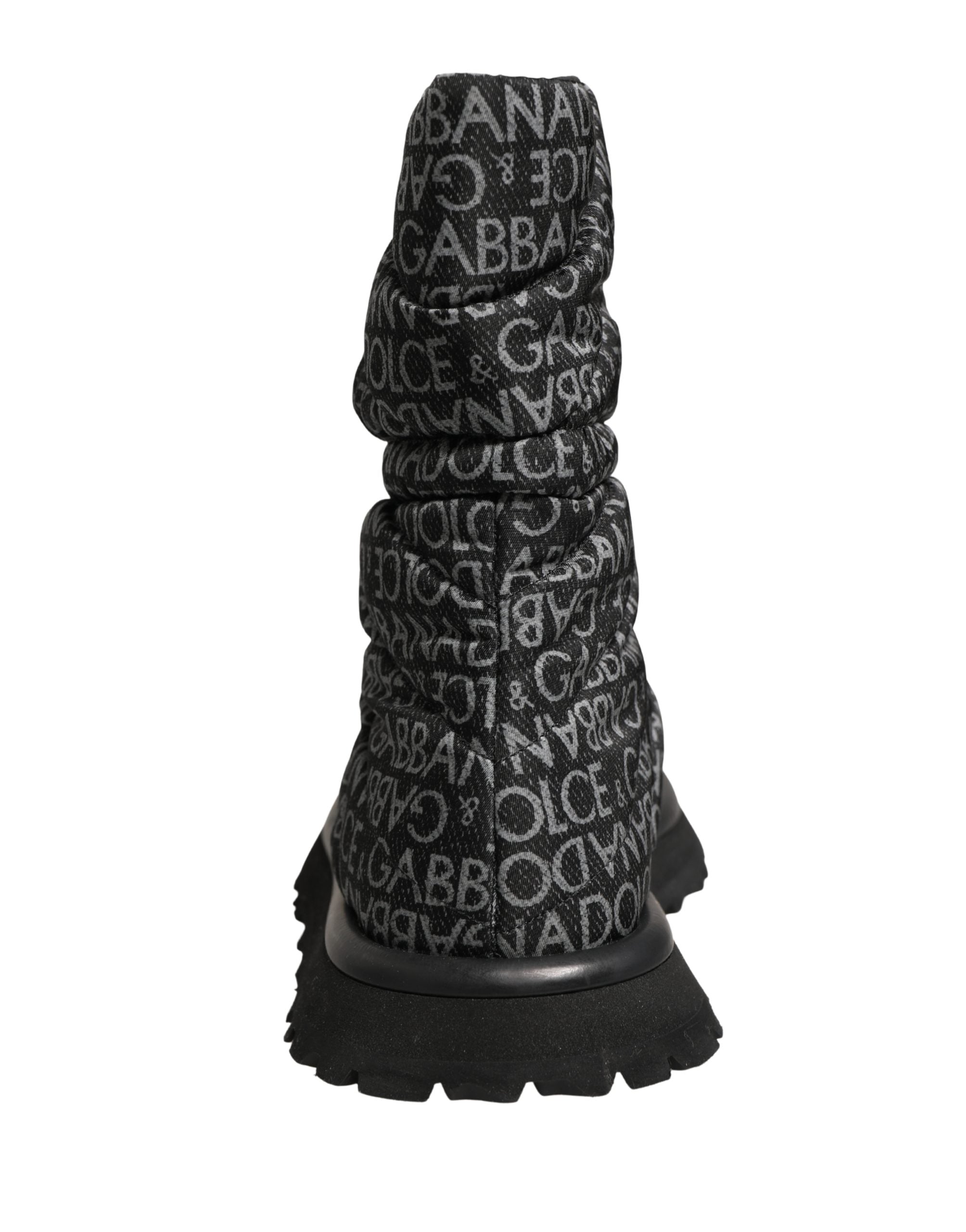 Dolce & Gabbana Schwarze Schnür-Schneestiefel mit Logo-Print