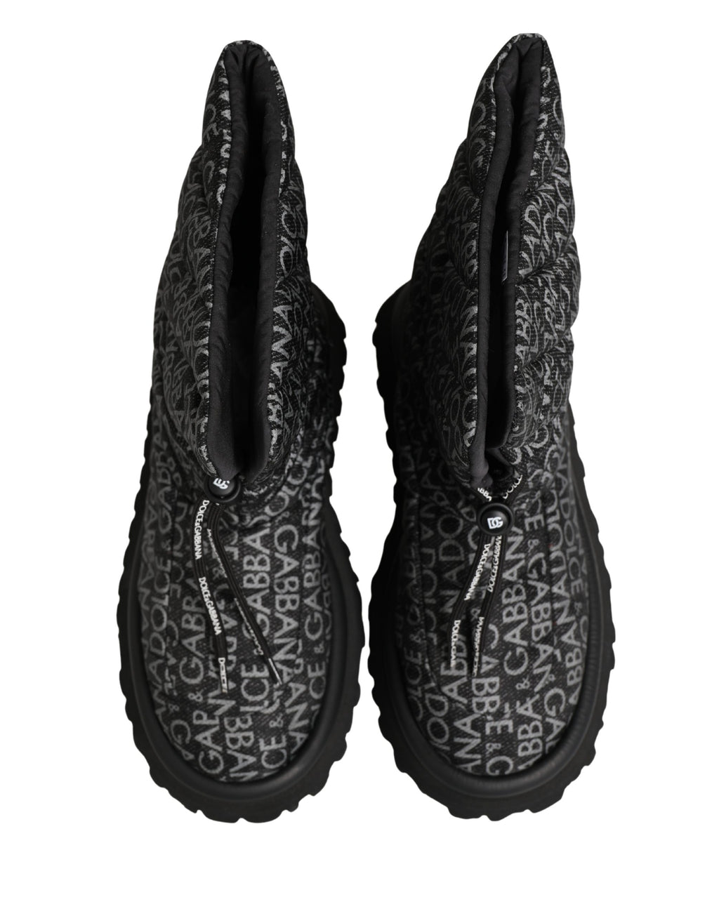 Dolce & Gabbana Schwarze Schnür-Schneestiefel mit Logo-Print
