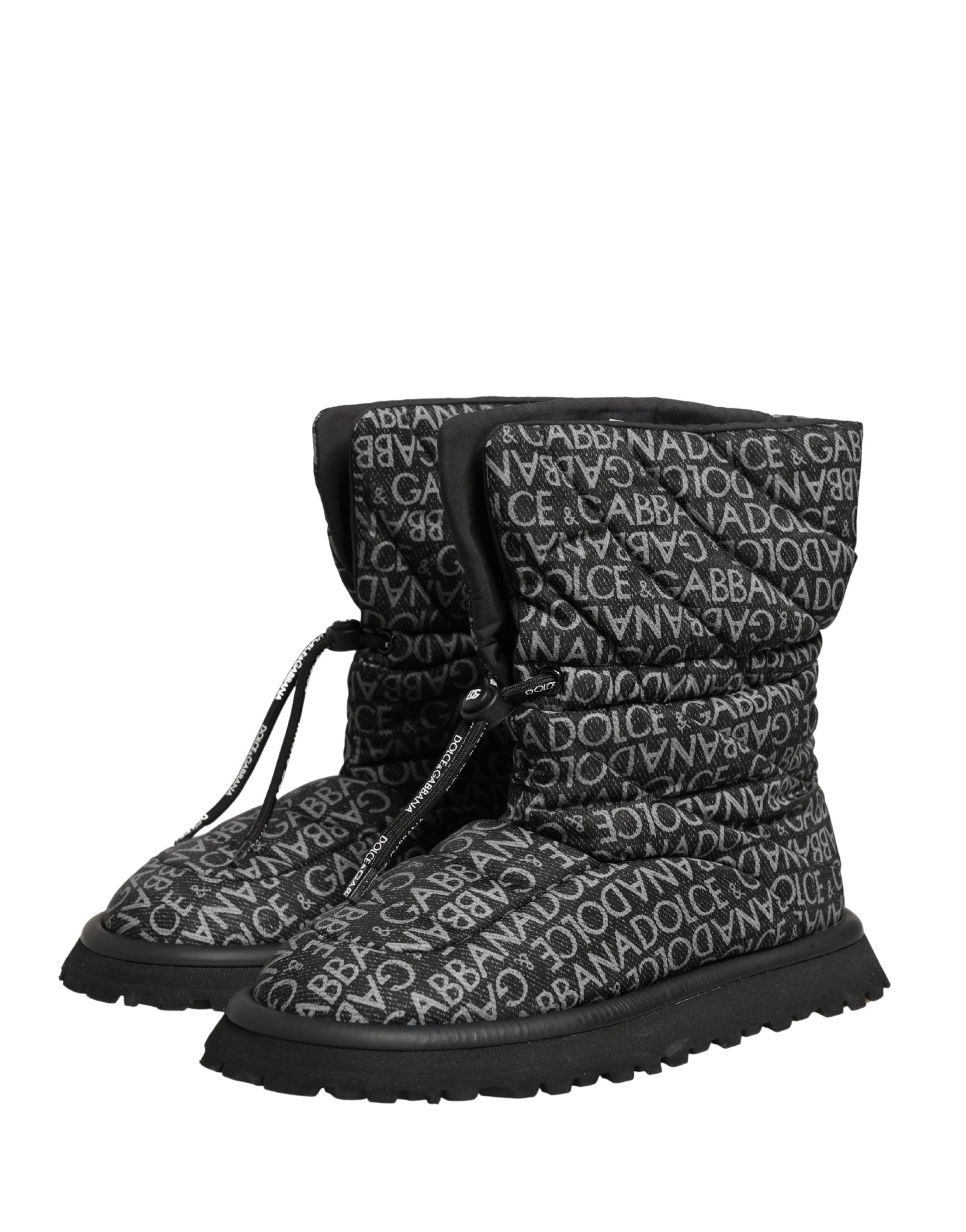 Dolce & Gabbana Schwarze Schnür-Schneestiefel mit Logo-Print