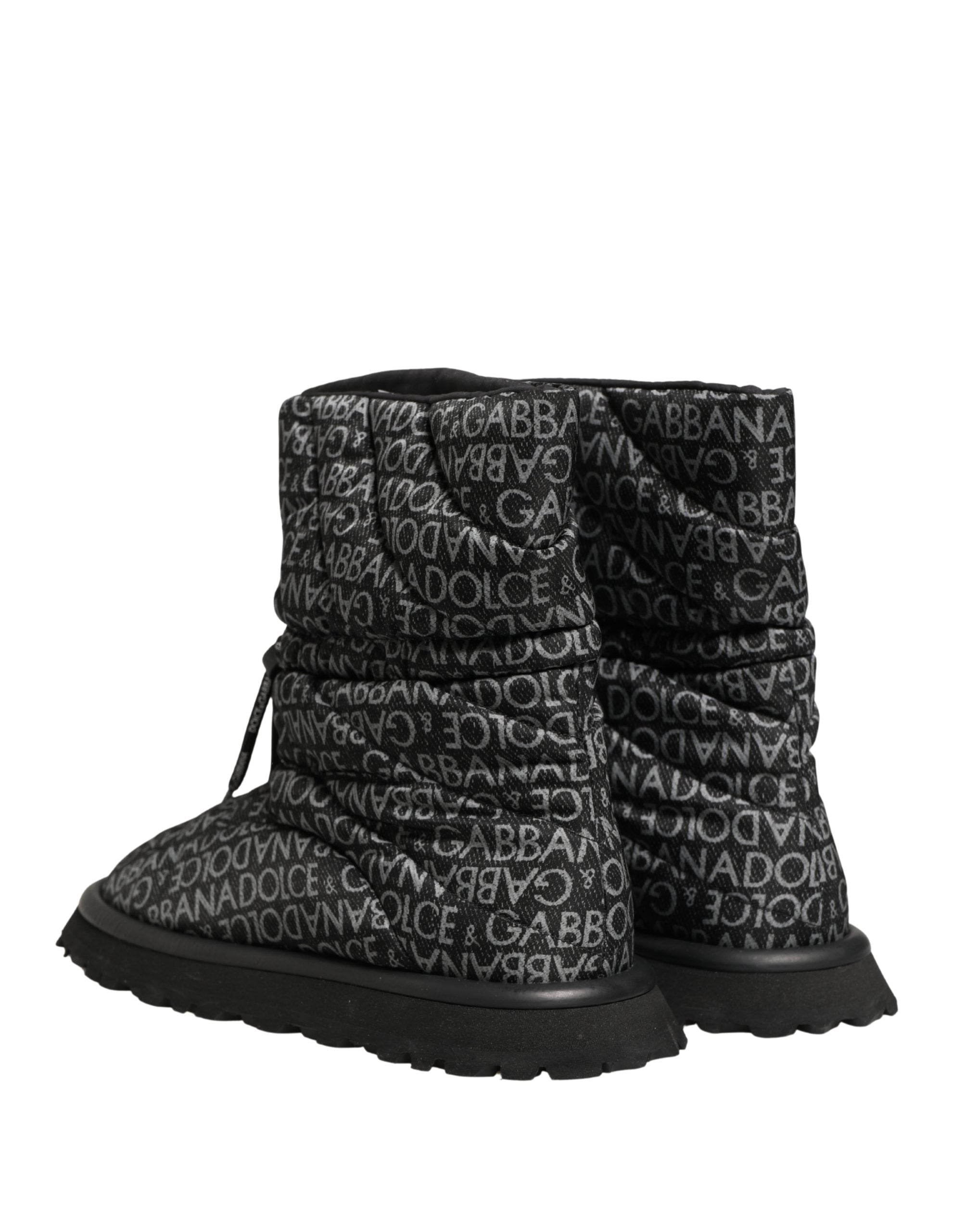 Dolce & Gabbana Schwarze Schnür-Schneestiefel mit Logo-Print