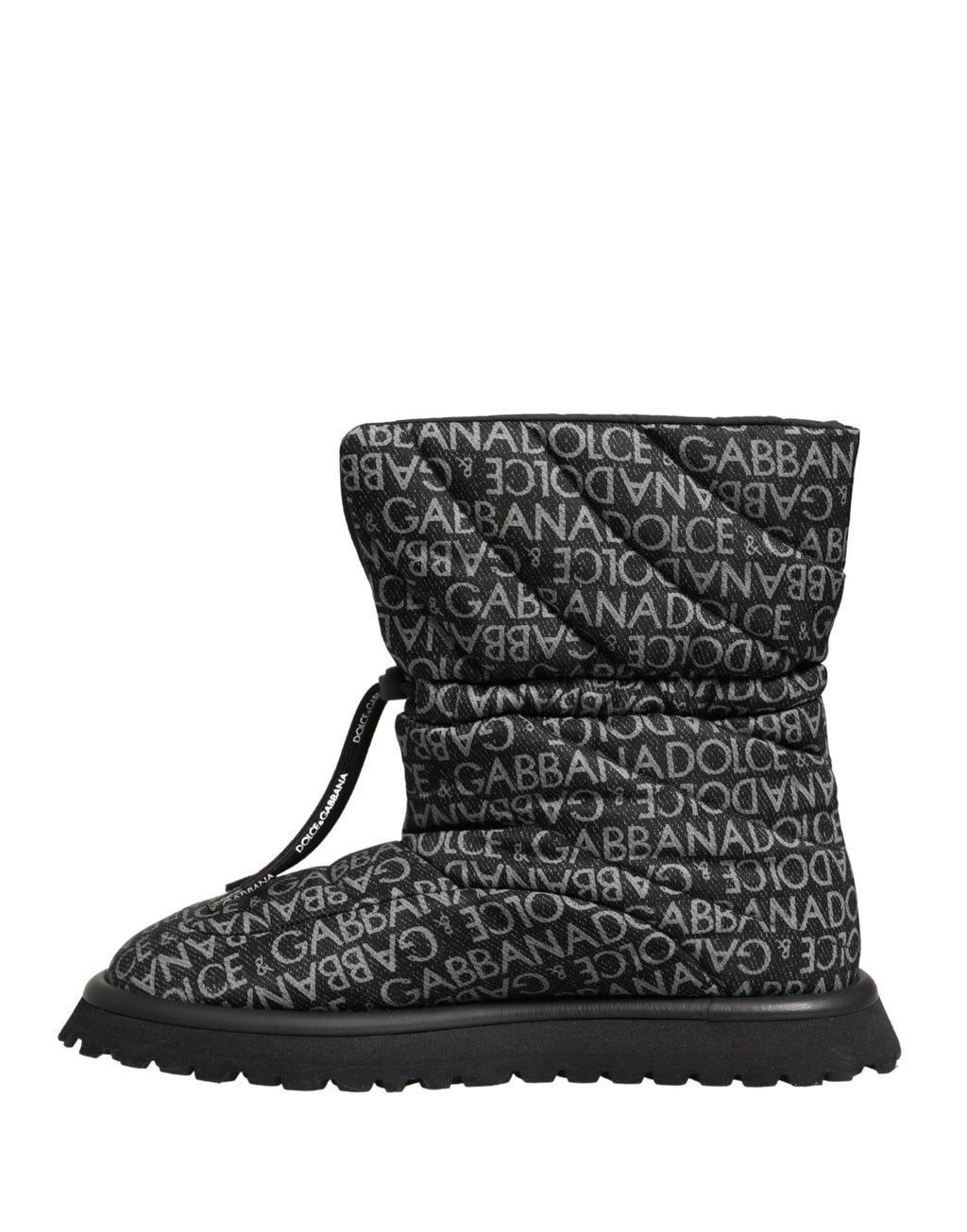 Dolce & Gabbana Schwarze Schnür-Schneestiefel mit Logo-Print