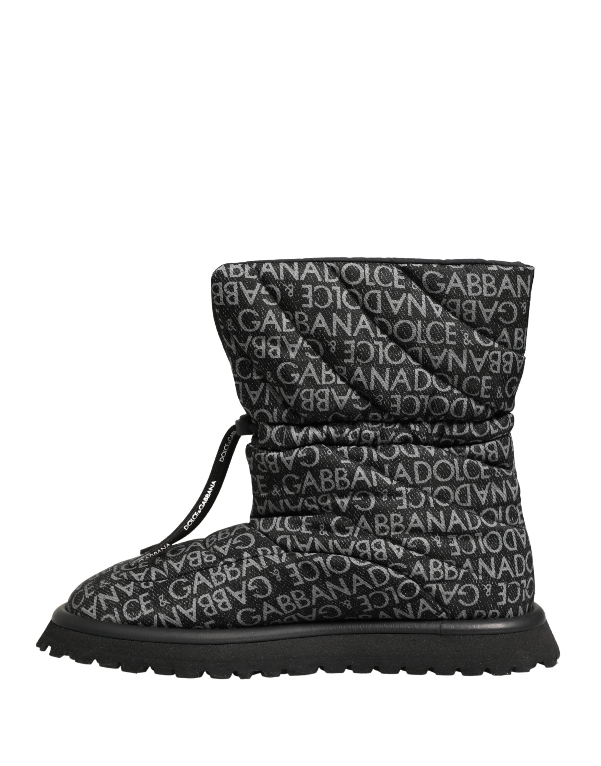 Dolce & Gabbana Schwarze Schnür-Schneestiefel mit Logo-Print
