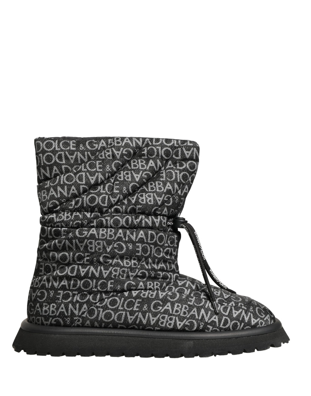 Dolce & Gabbana Schwarze Schnür-Schneestiefel mit Logo-Print