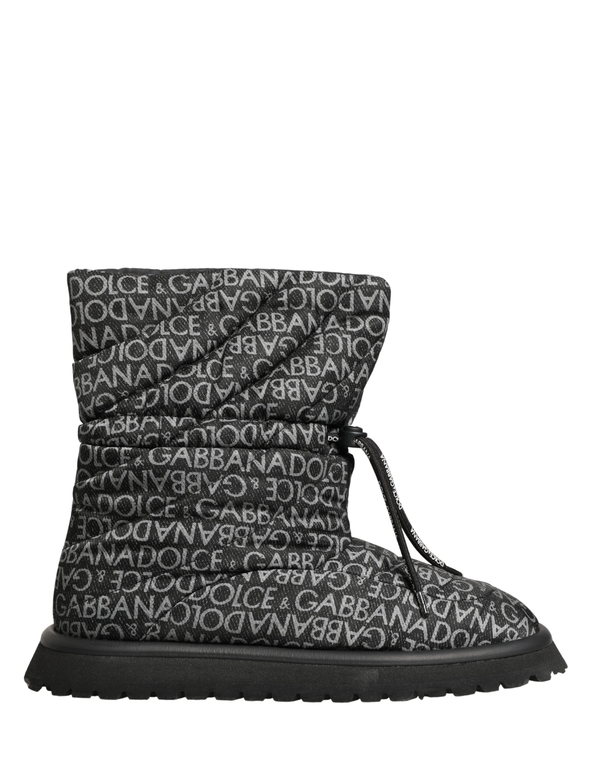 Dolce & Gabbana Schwarze Schnür-Schneestiefel mit Logo-Print