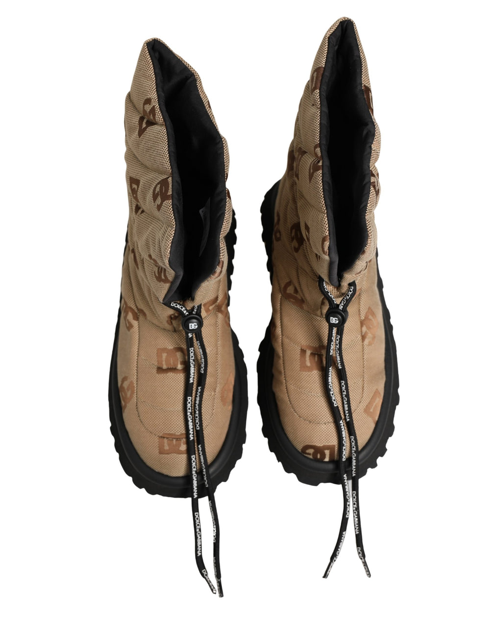 Dolce & Gabbana Braune Schnürstiefel mit Logo-Print