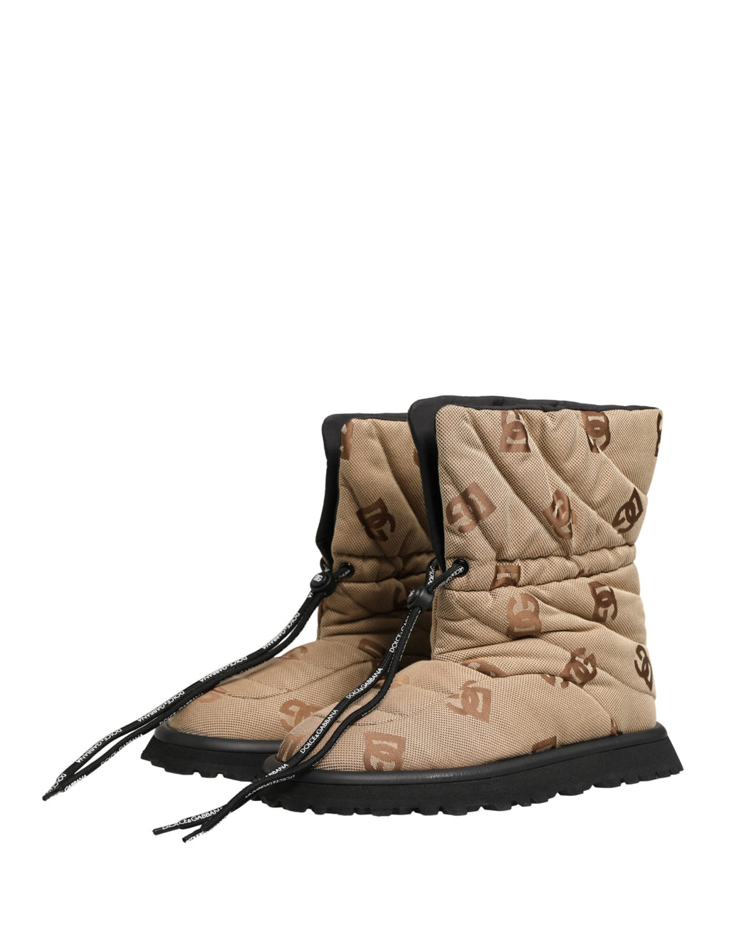 Dolce & Gabbana Braune Schnürstiefel mit Logo-Print