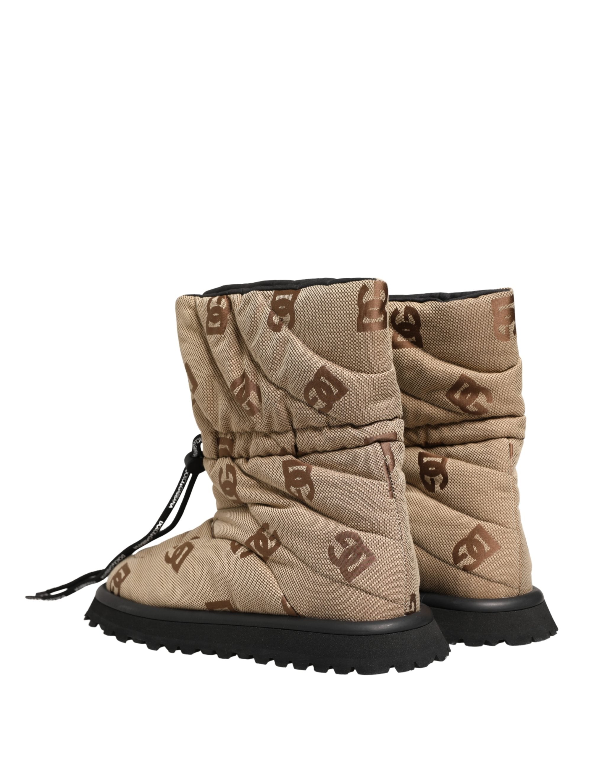 Dolce & Gabbana Braune Schnürstiefel mit Logo-Print