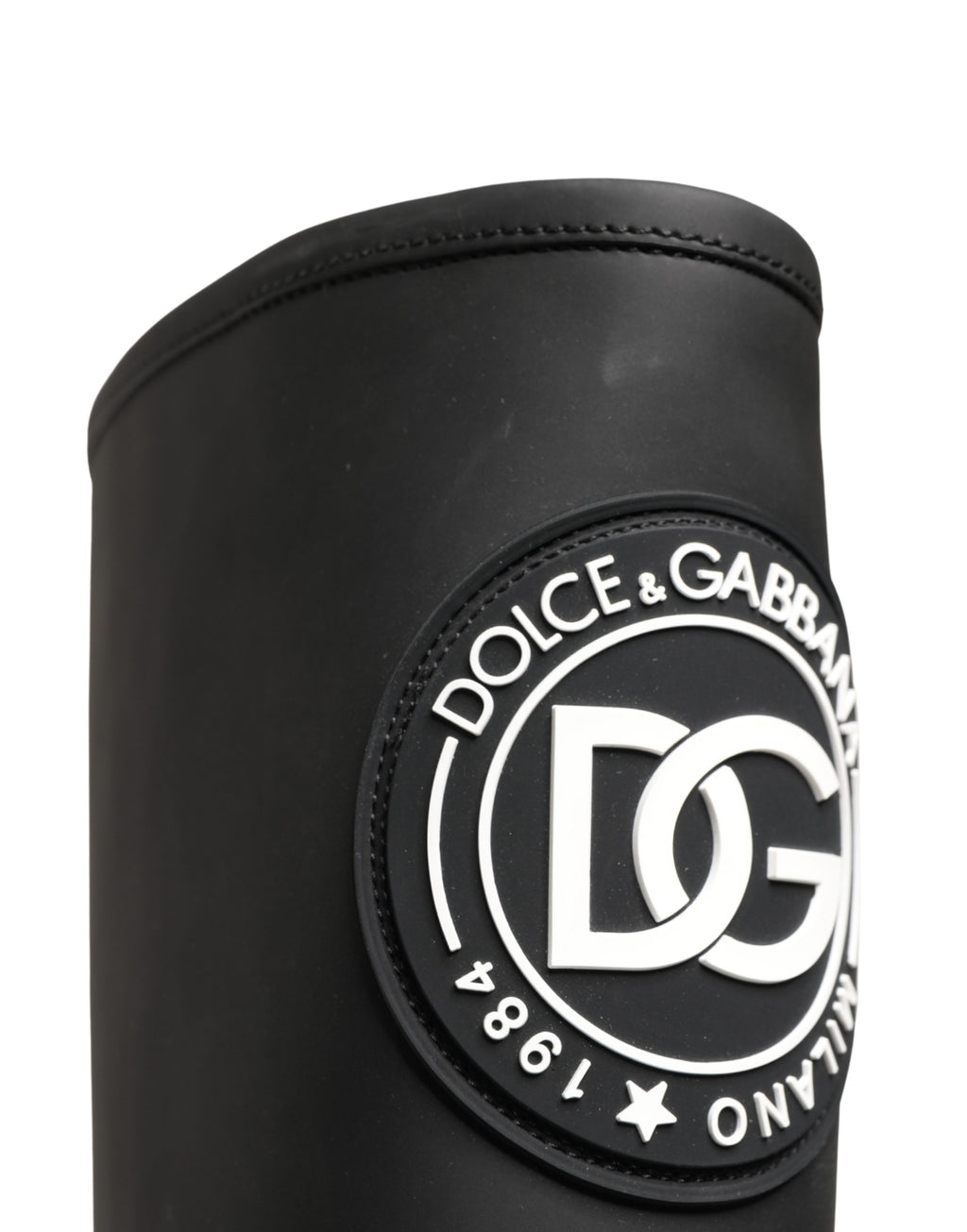 Dolce & Gabbana Schwarze Gummierte Leder High Boots Schuhe