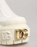 Dolce & Gabbana Weiße Leder-Stiefeletten mit Gummi-Logo