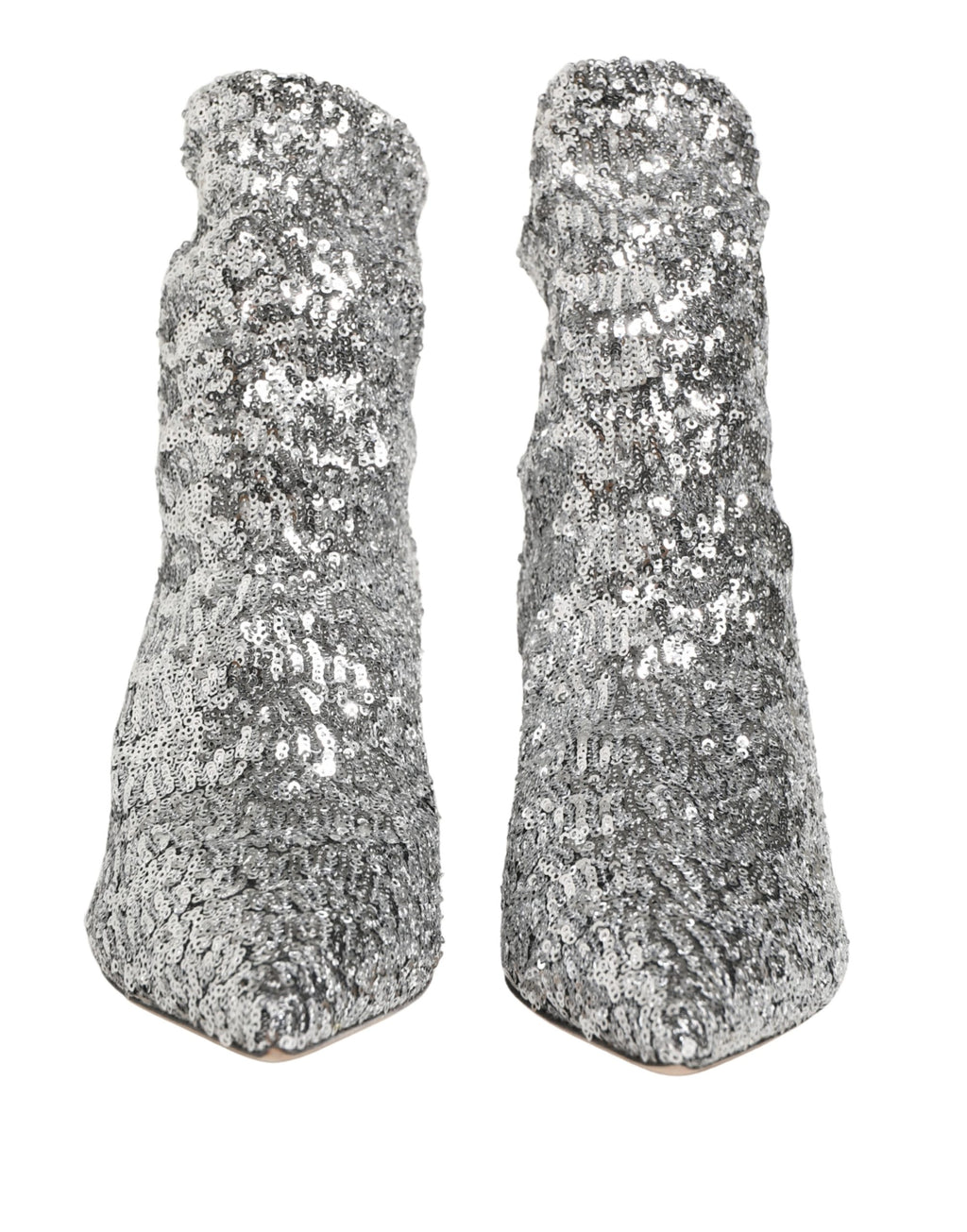 Dolce & Gabbana Kurze Stiefel mit silbernen Pailletten und Stretch-Anteil