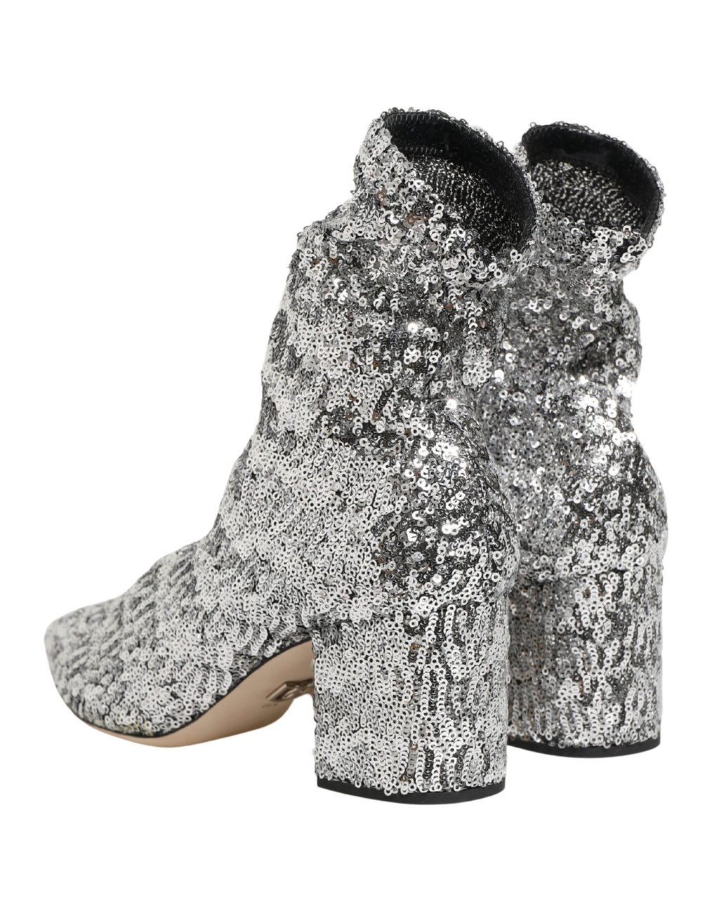 Dolce & Gabbana Kurze Stiefel mit silbernen Pailletten und Stretch-Anteil