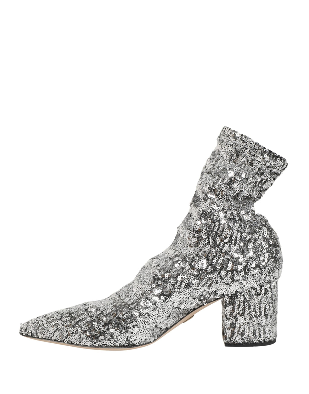 Dolce & Gabbana Kurze Stiefel mit silbernen Pailletten und Stretch-Anteil