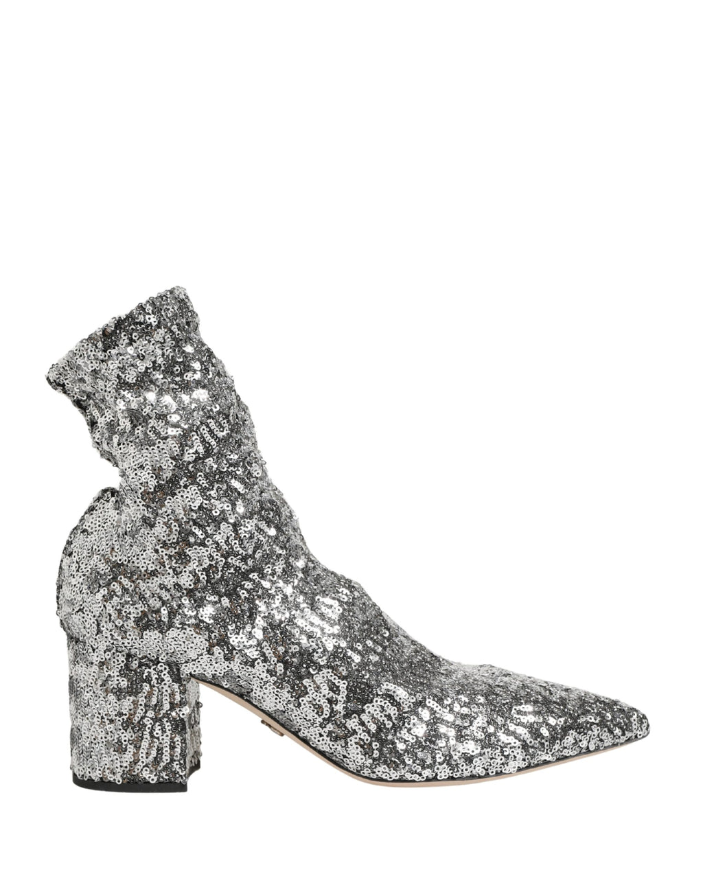 Dolce & Gabbana Kurze Stiefel mit silbernen Pailletten und Stretch-Anteil