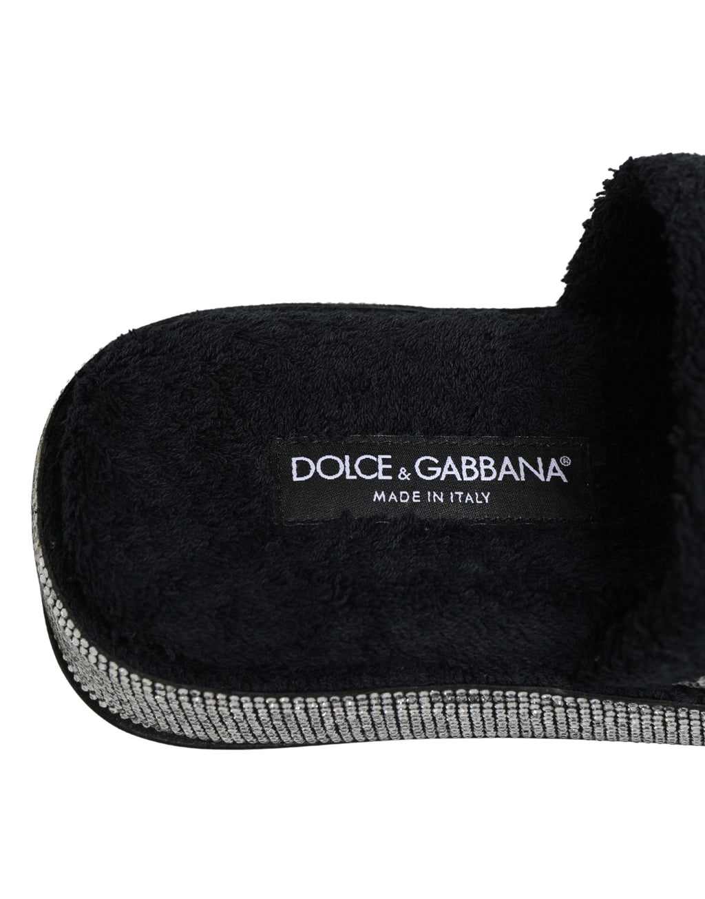 Dolce & Gabbana Schwarze Plateau-Slipper mit Kristallbesatz