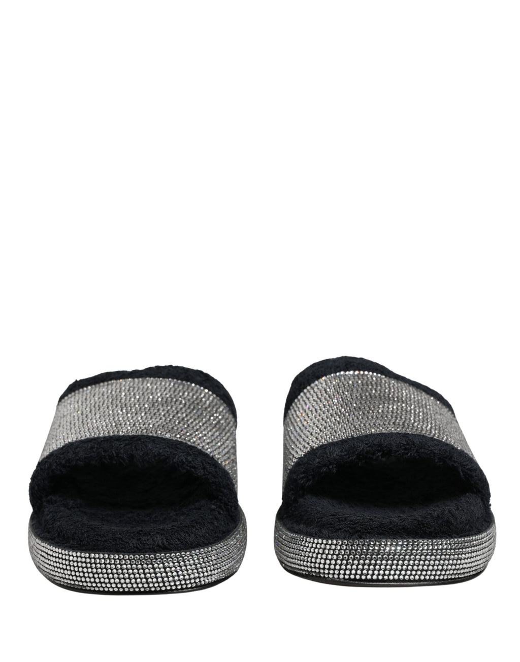 Dolce & Gabbana Schwarze Plateau-Slipper mit Kristallbesatz