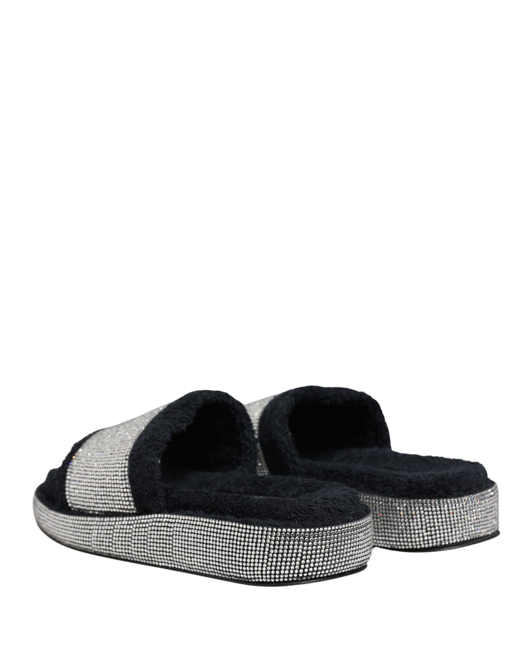 Dolce & Gabbana Schwarze Plateau-Slipper mit Kristallbesatz