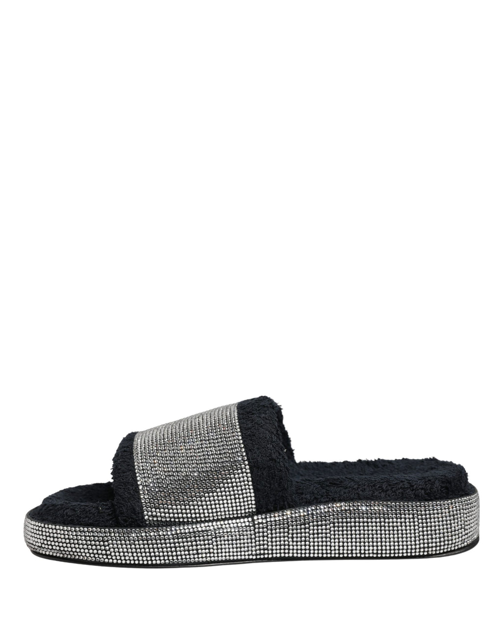 Dolce & Gabbana Schwarze Plateau-Slipper mit Kristallbesatz