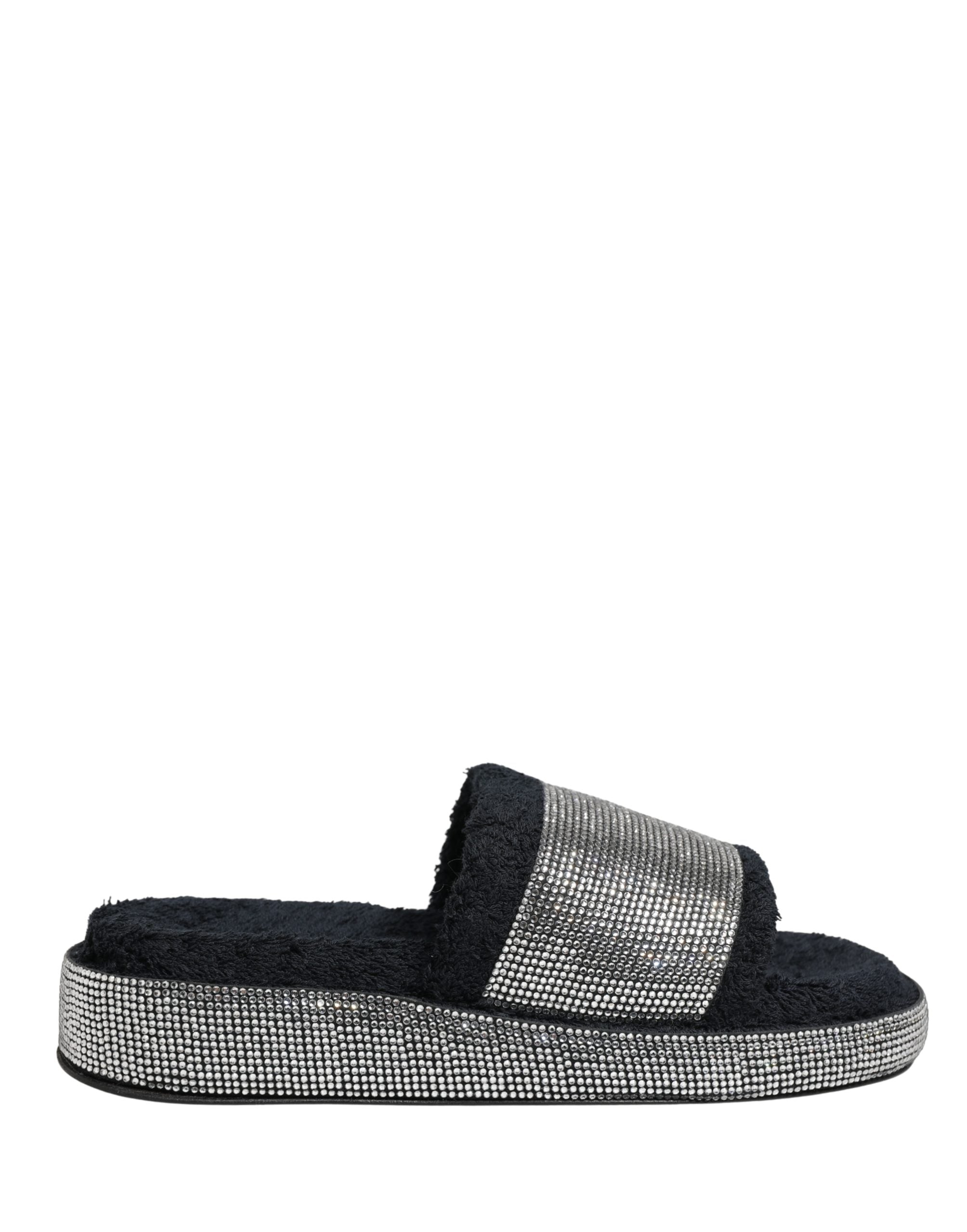 Dolce & Gabbana Schwarze Plateau-Slipper mit Kristallbesatz