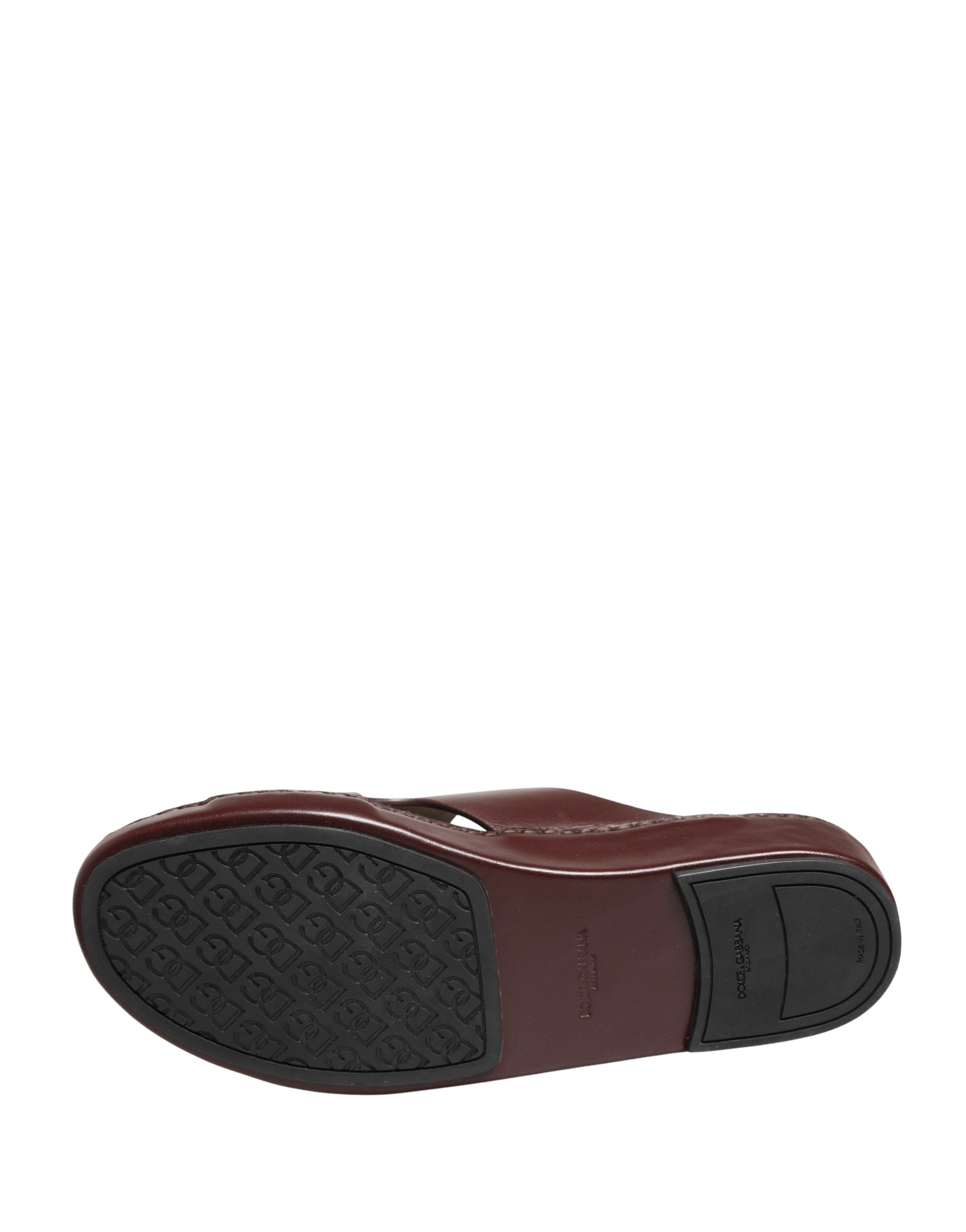 Dolce & Gabbana Maroon Leder Cutout DG Logo Sandalen Schuhe
