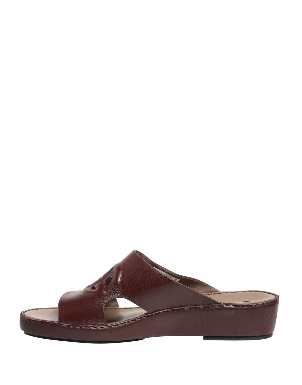 Dolce & Gabbana Maroon Leder Cutout DG Logo Sandalen Schuhe