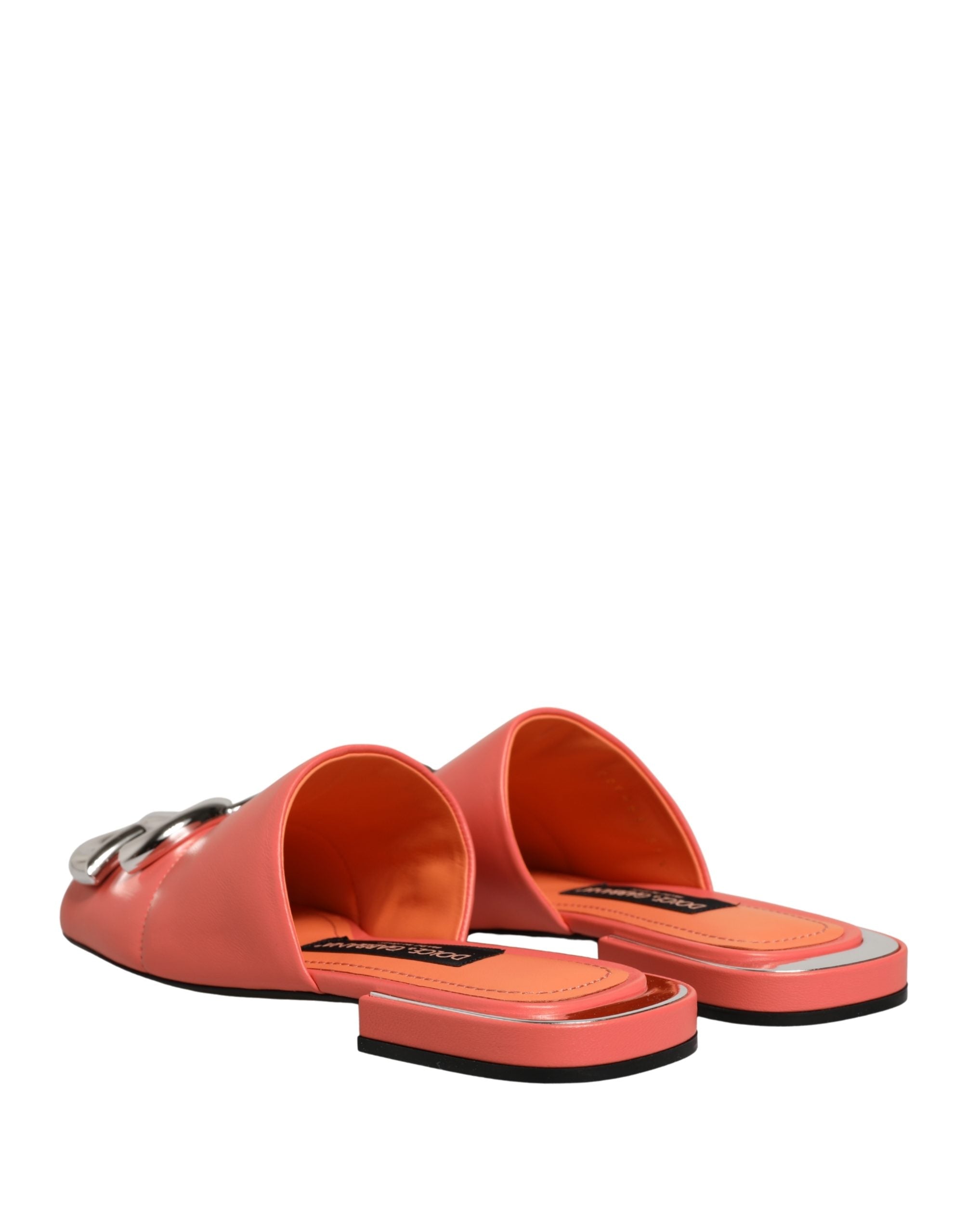 Dolce & Gabbana Orange DG Logo Leder Pantoletten Sandalen Schuhe