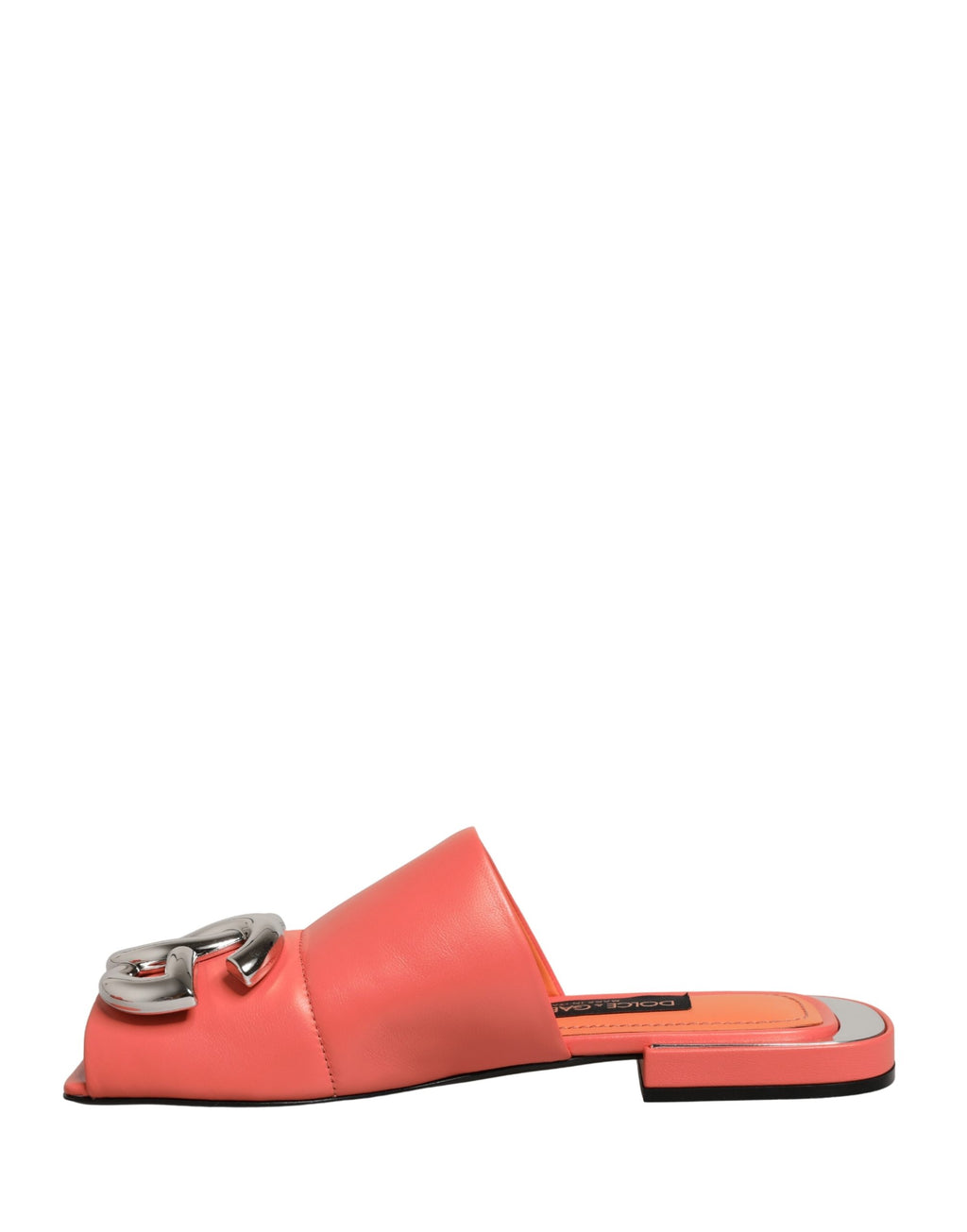 Dolce & Gabbana Orange DG Logo Leder Pantoletten Sandalen Schuhe