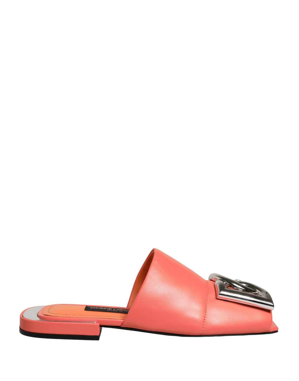 Dolce & Gabbana Orange DG Logo Leder Pantoletten Sandalen Schuhe