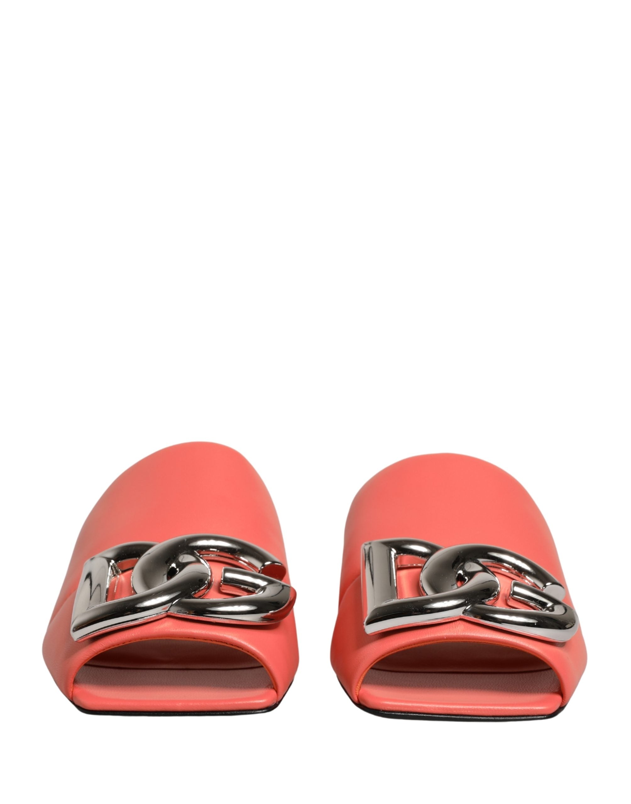 Dolce & Gabbana Orange DG Logo Leder Pantoletten Sandalen Schuhe
