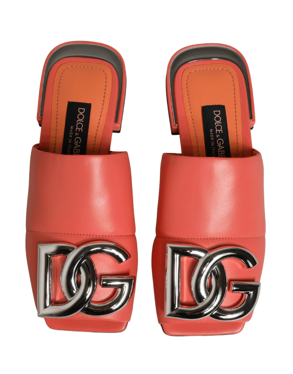Dolce & Gabbana Orange DG Logo Leder Pantoletten Sandalen Schuhe