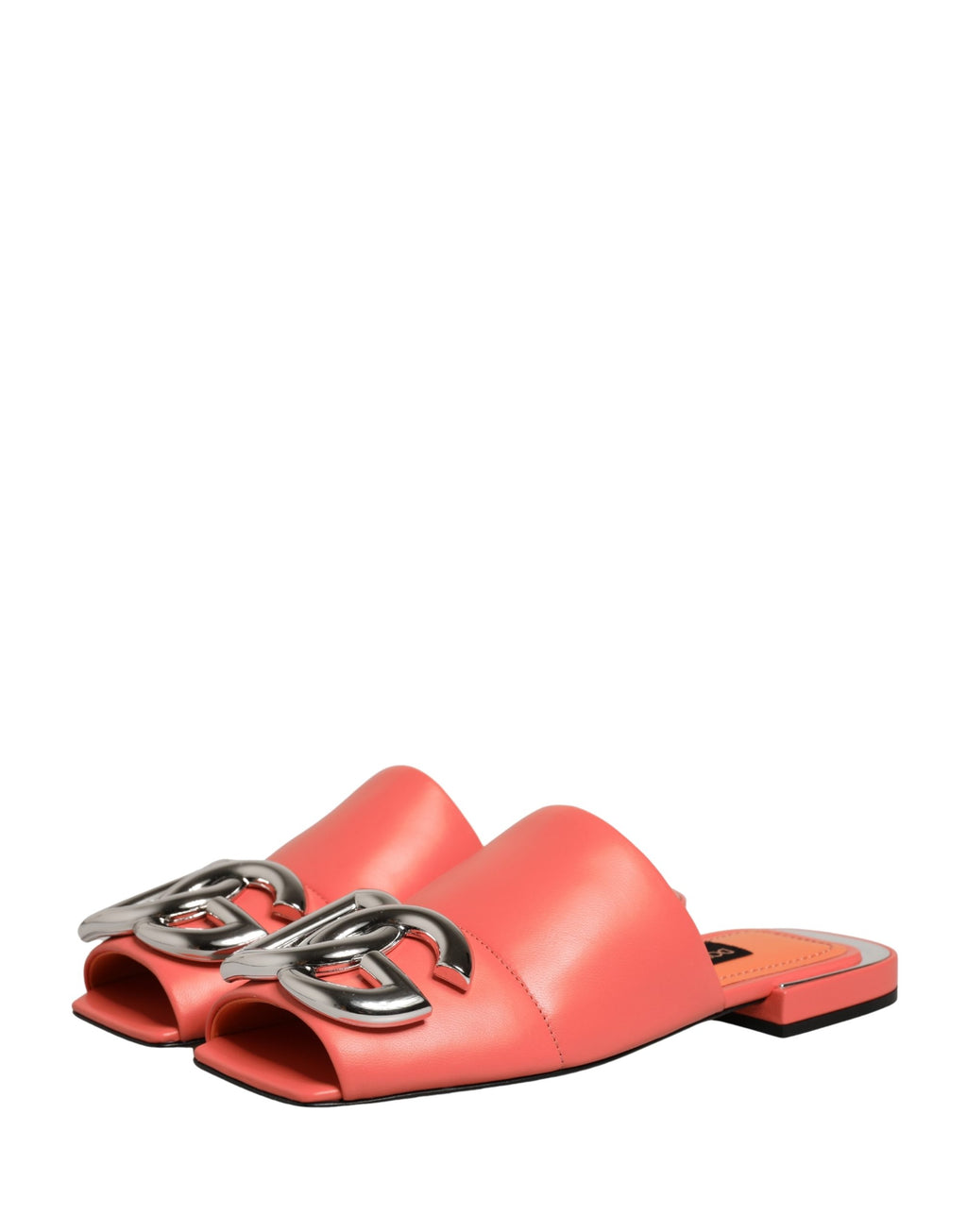 Dolce & Gabbana Orange DG Logo Leder Pantoletten Sandalen Schuhe