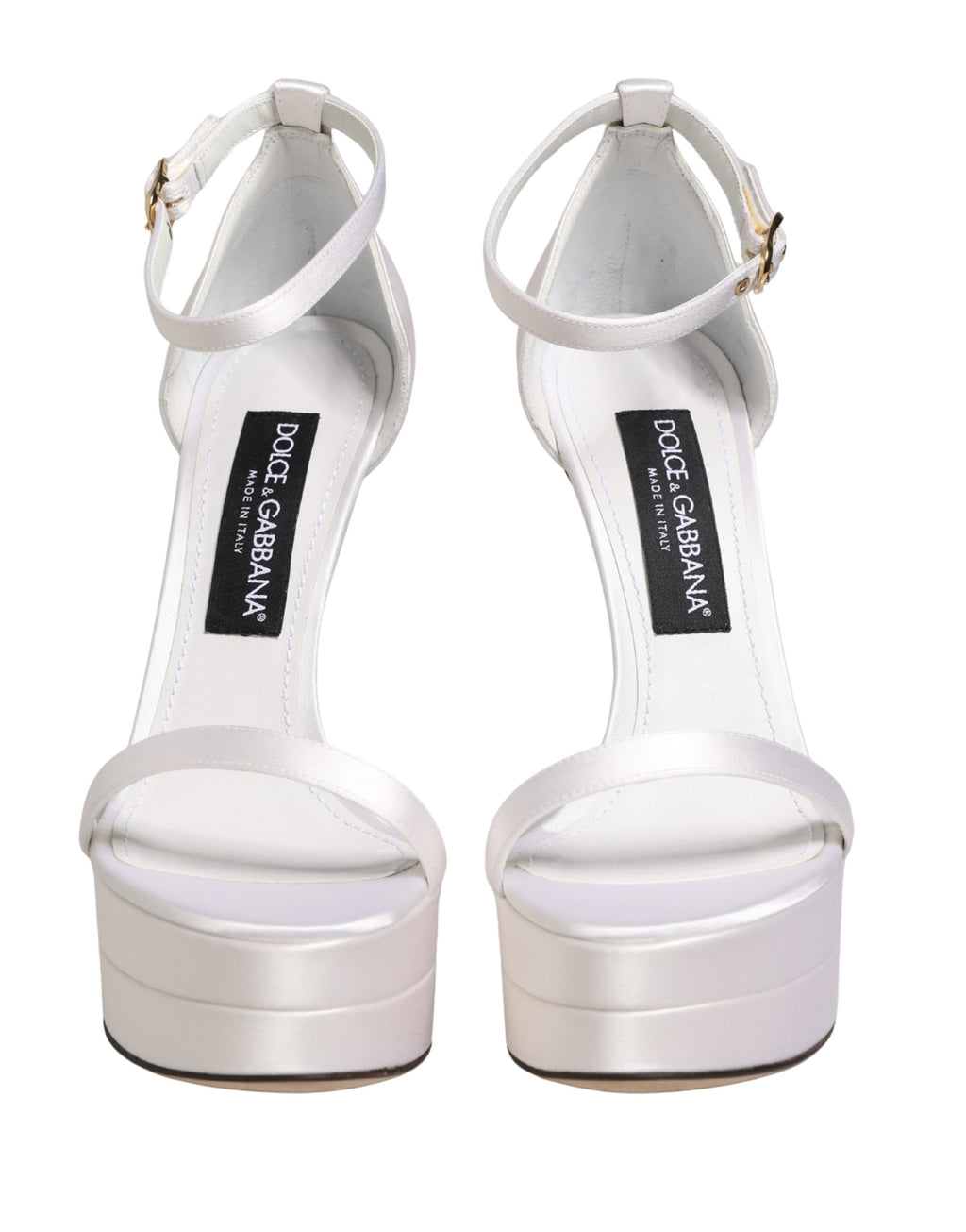 Dolce & Gabbana Weiße Plateau-Sandalen mit Knöchelriemen