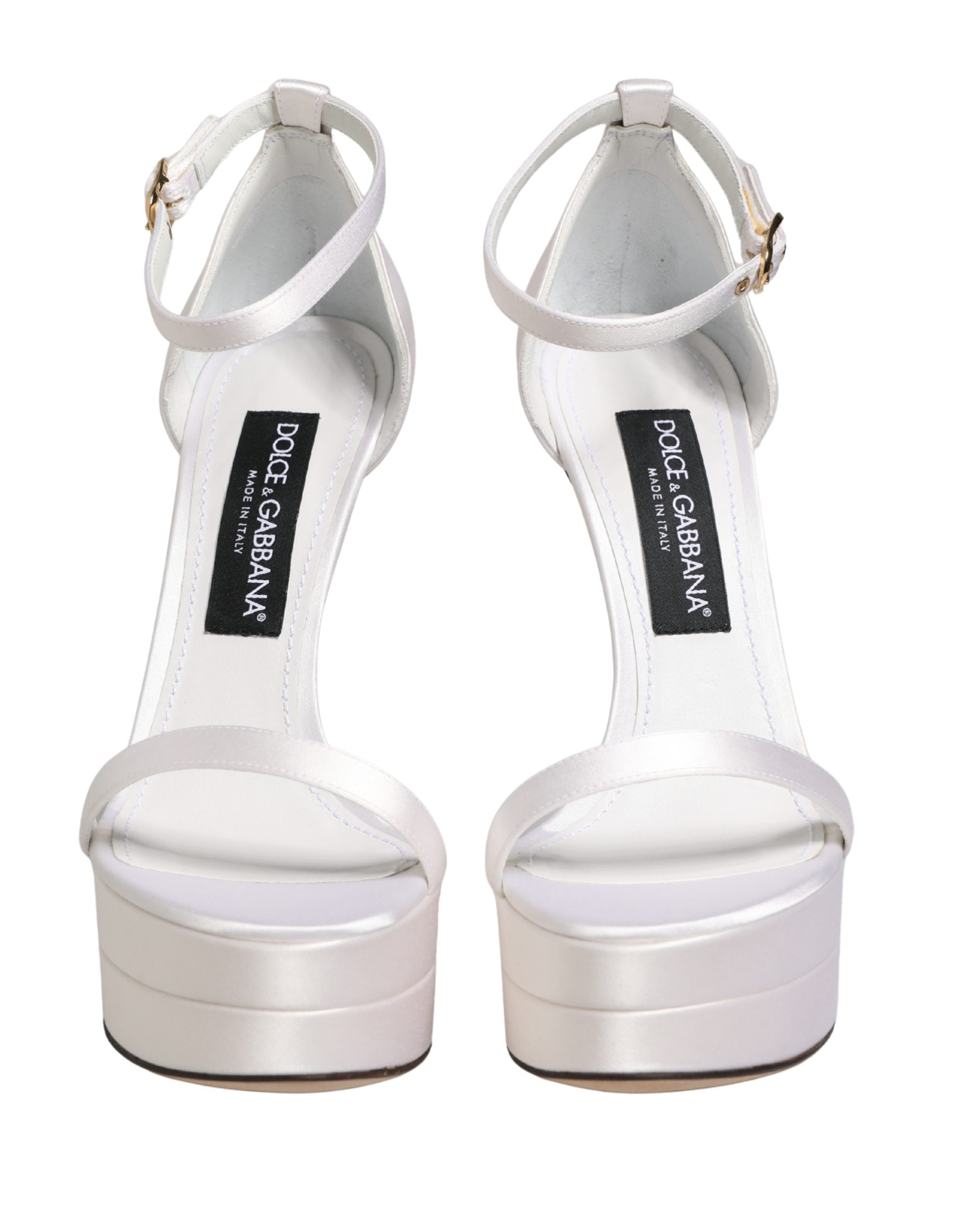 Dolce & Gabbana Weiße Plateau-Sandalen mit Knöchelriemen