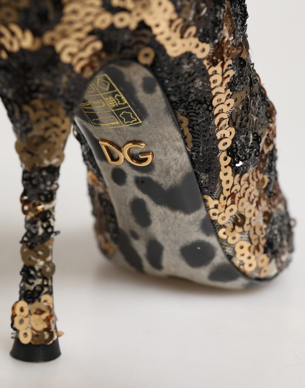 Dolce & Gabbana Gold Leopard Sequin Sock Ankle Boots Shoes