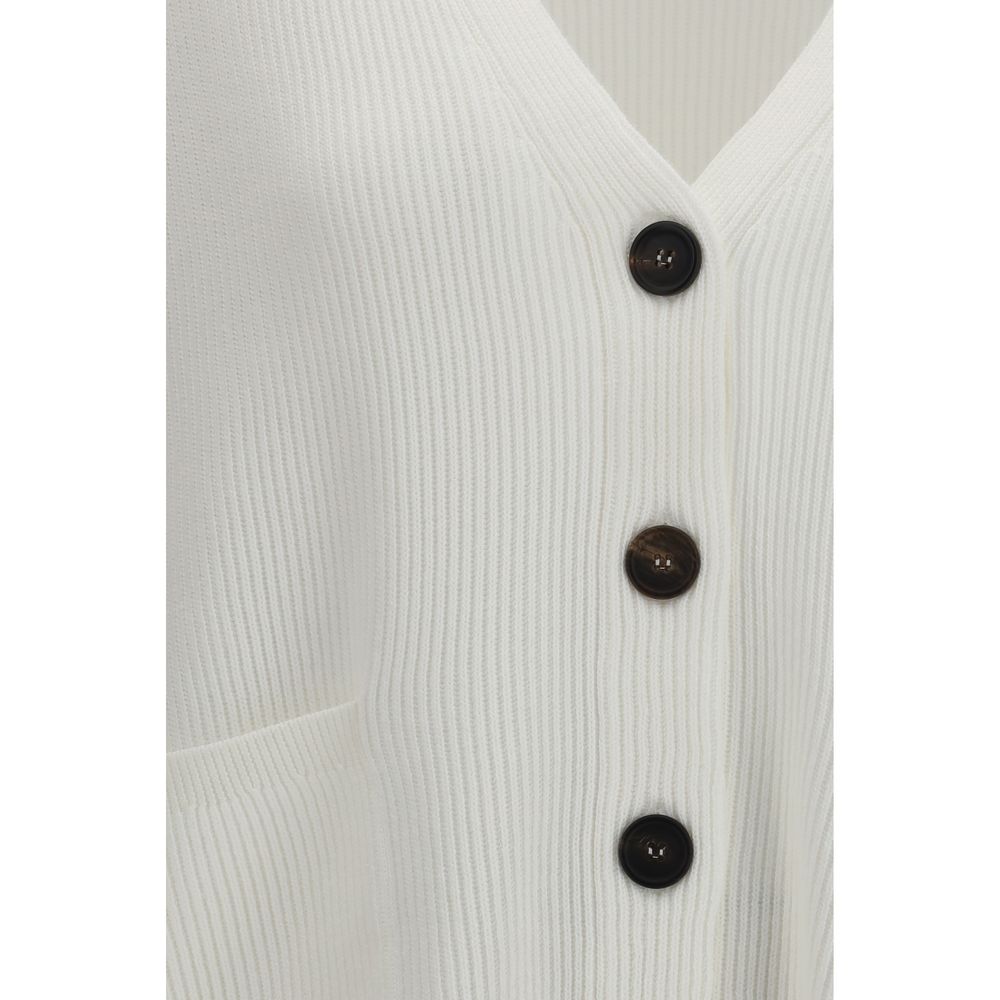 Brunello Cucinelli Weißer Strickcardigan aus Baumwolle