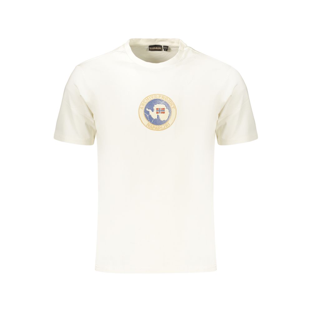 Napapijri Weißes Herren-T-Shirt aus Baumwolle