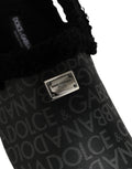 Dolce & Gabbana Graue Kunstpelz Jacquard Mules Sandalen Schuhe
