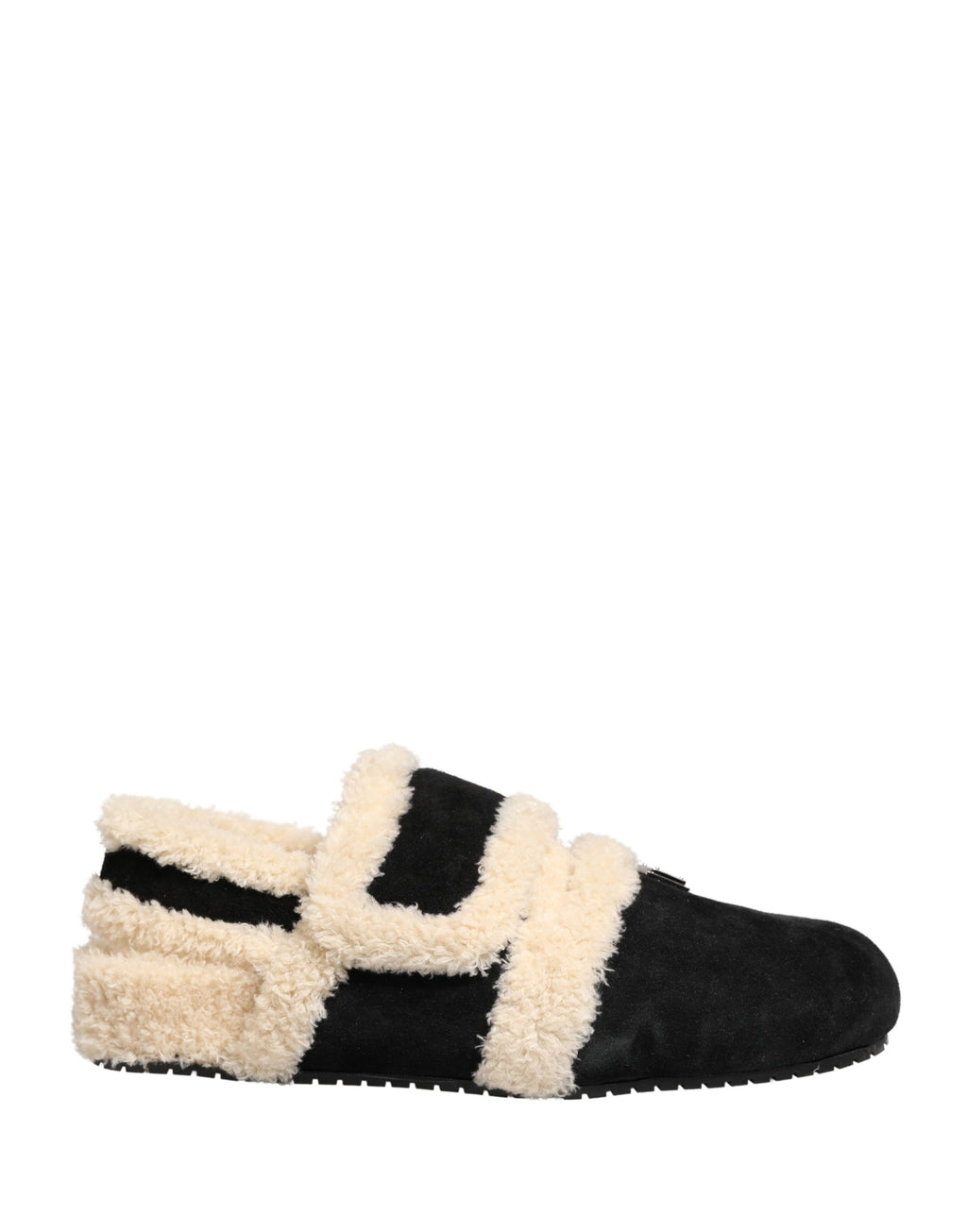 Dolce & Gabbana Beige Schwarze Faux Fur Pantoletten Herren Sandalen Schuhe
