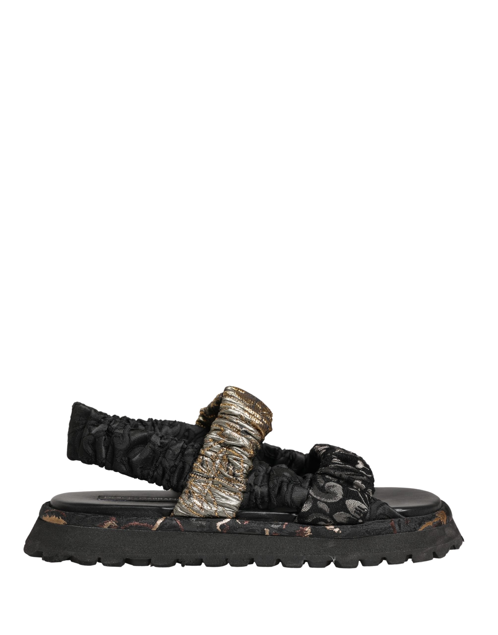Dolce & Gabbana Schwarze flache Sandalen mit Raffungen für Herren