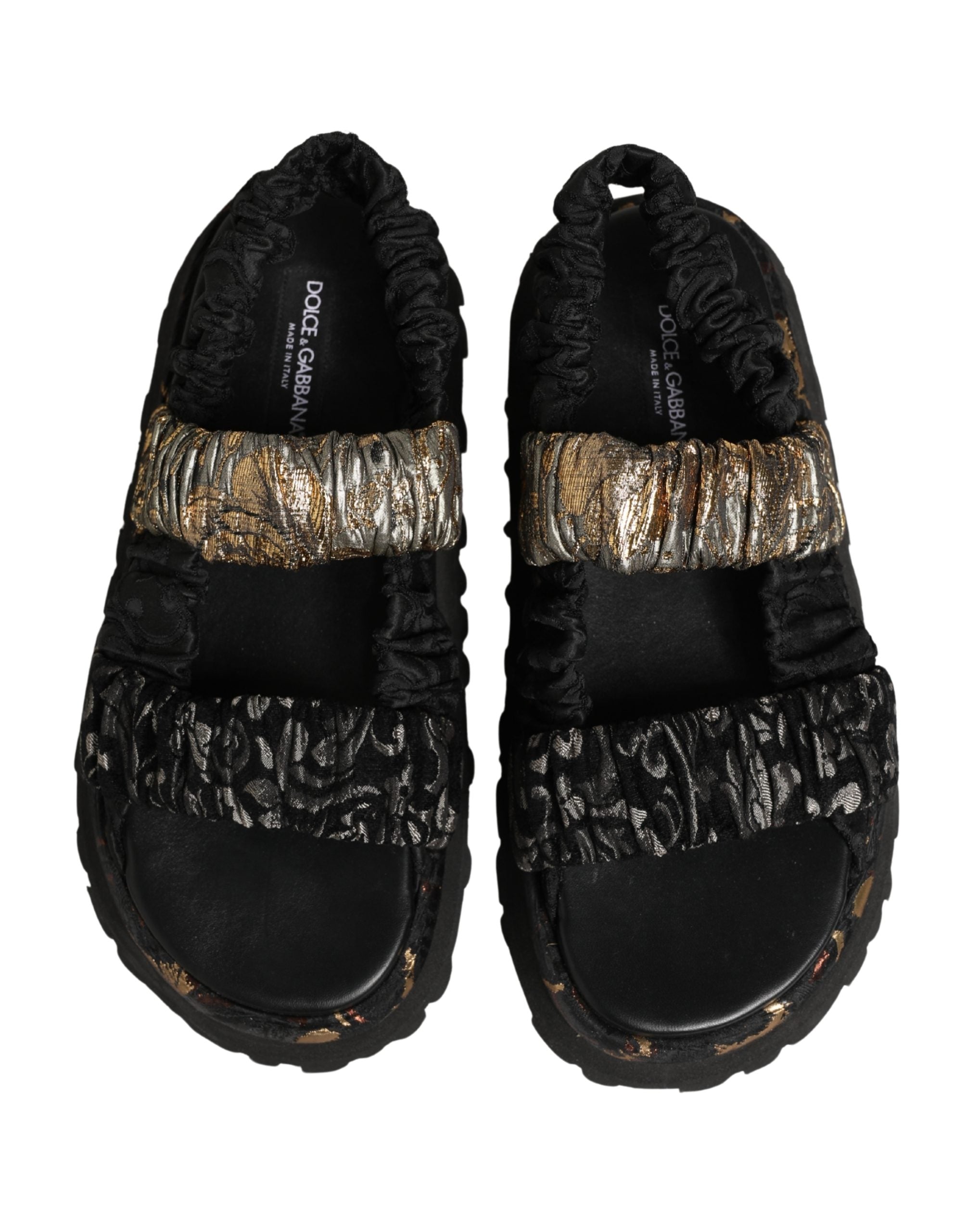 Dolce & Gabbana Schwarze flache Sandalen mit Raffungen für Herren