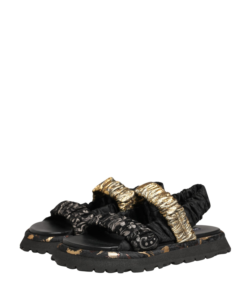 Dolce & Gabbana Schwarze flache Sandalen mit Raffungen für Herren
