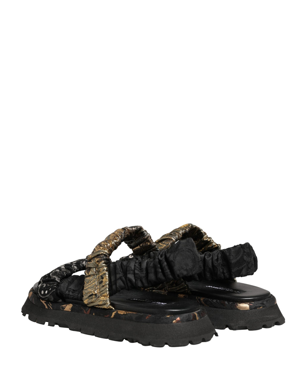 Dolce & Gabbana Schwarze flache Sandalen mit Raffungen für Herren