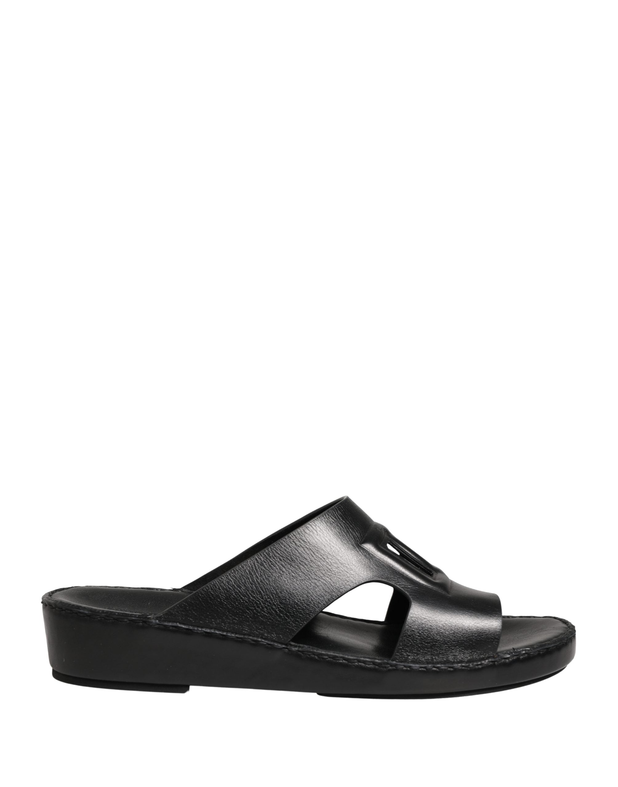 Dolce & Gabbana Schwarze Leder-Sandalen mit DG-Logo-Cutout