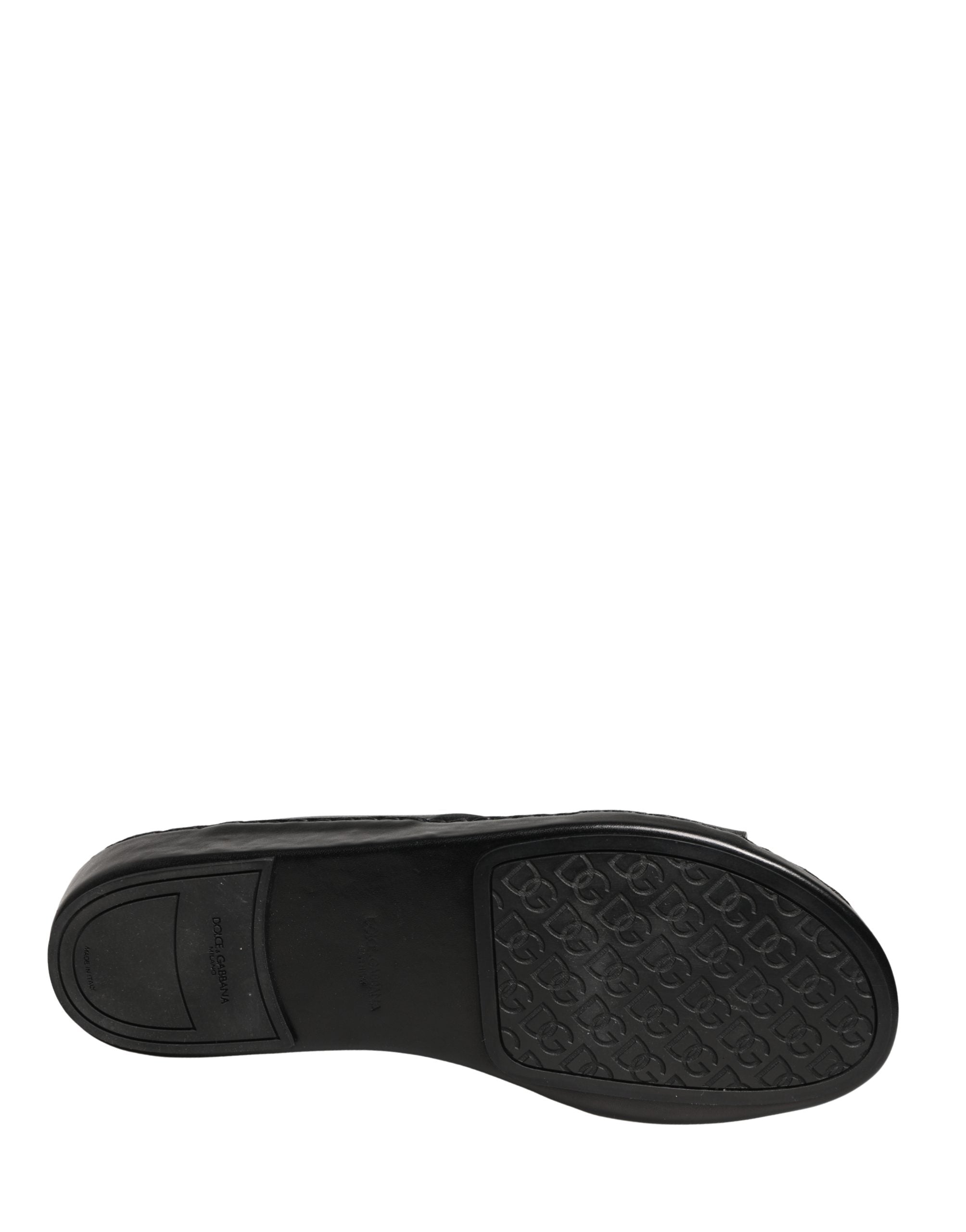 Dolce & Gabbana Schwarze Leder-Sandalen mit DG-Logo-Cutout