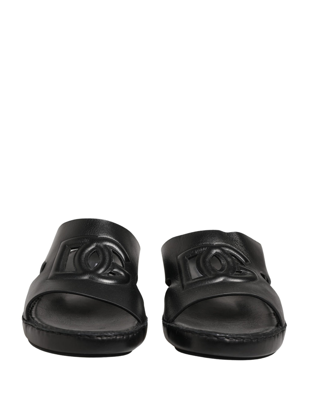 Dolce & Gabbana Schwarze Leder-Sandalen mit DG-Logo-Cutout