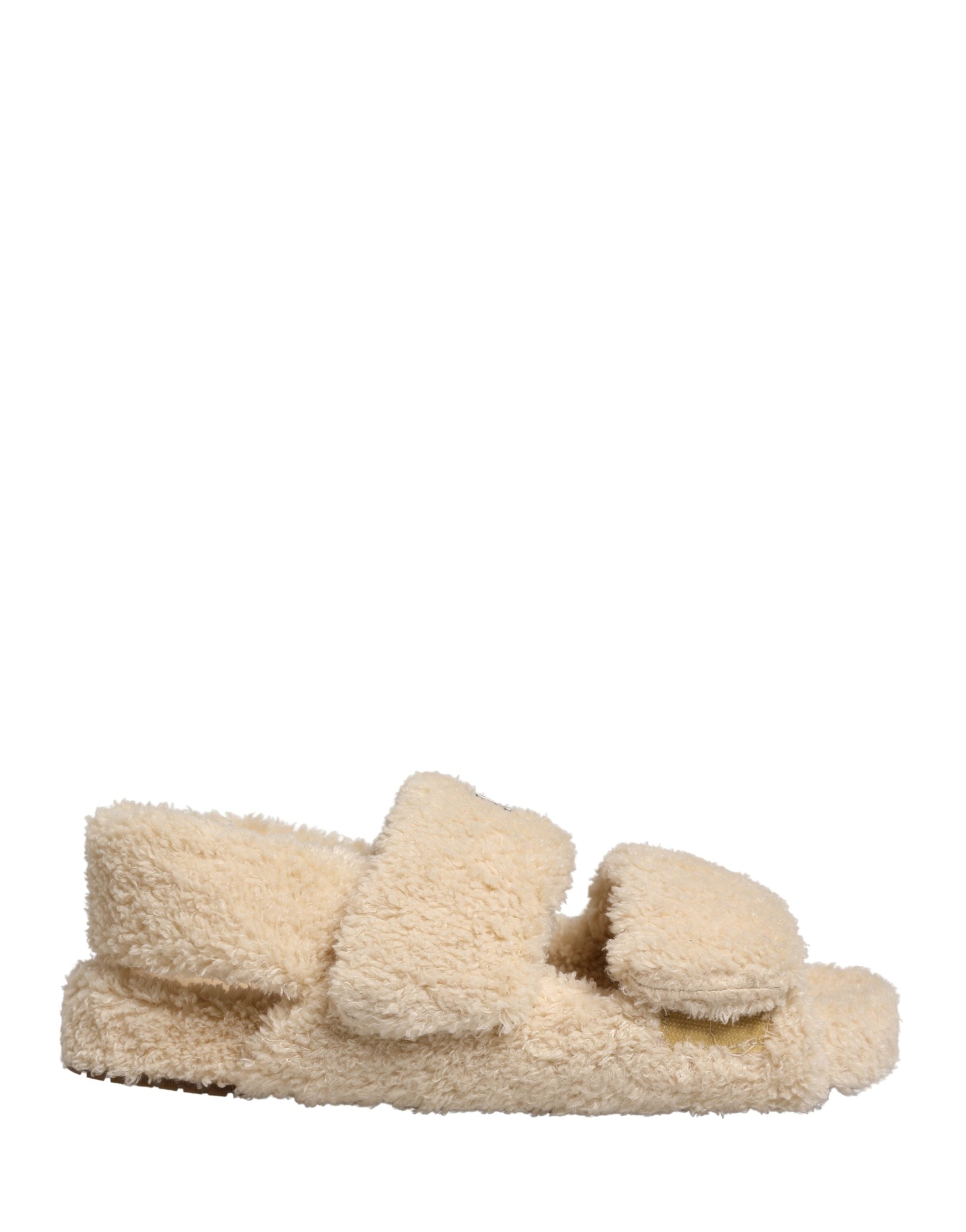 Dolce & Gabbana Beige Faux Fur Slides Herren Pantoletten Schuhe