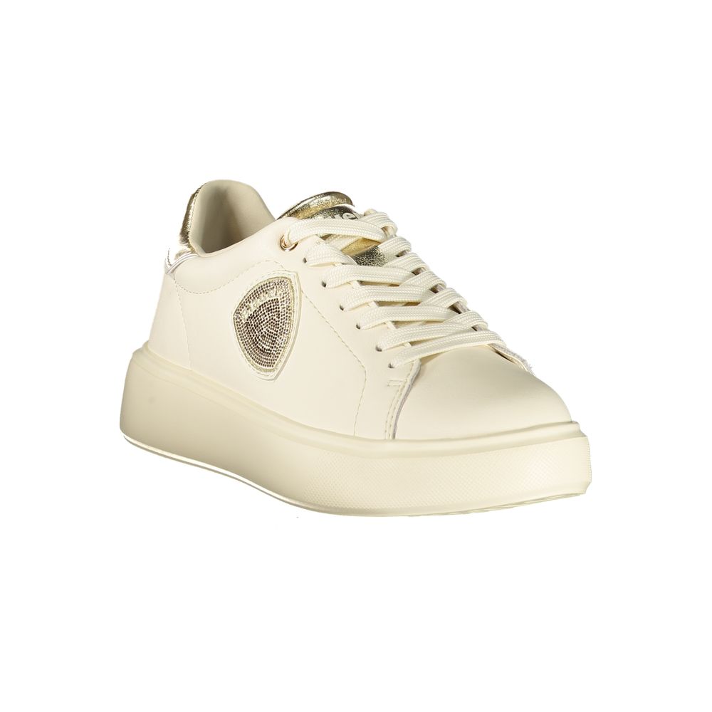 Blauer Beige Echtleder Sneaker