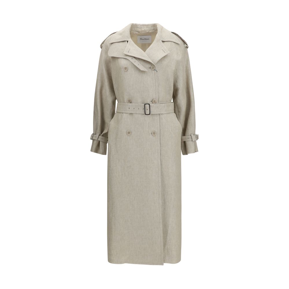 Max Mara Brauner Leinen-Trenchcoat