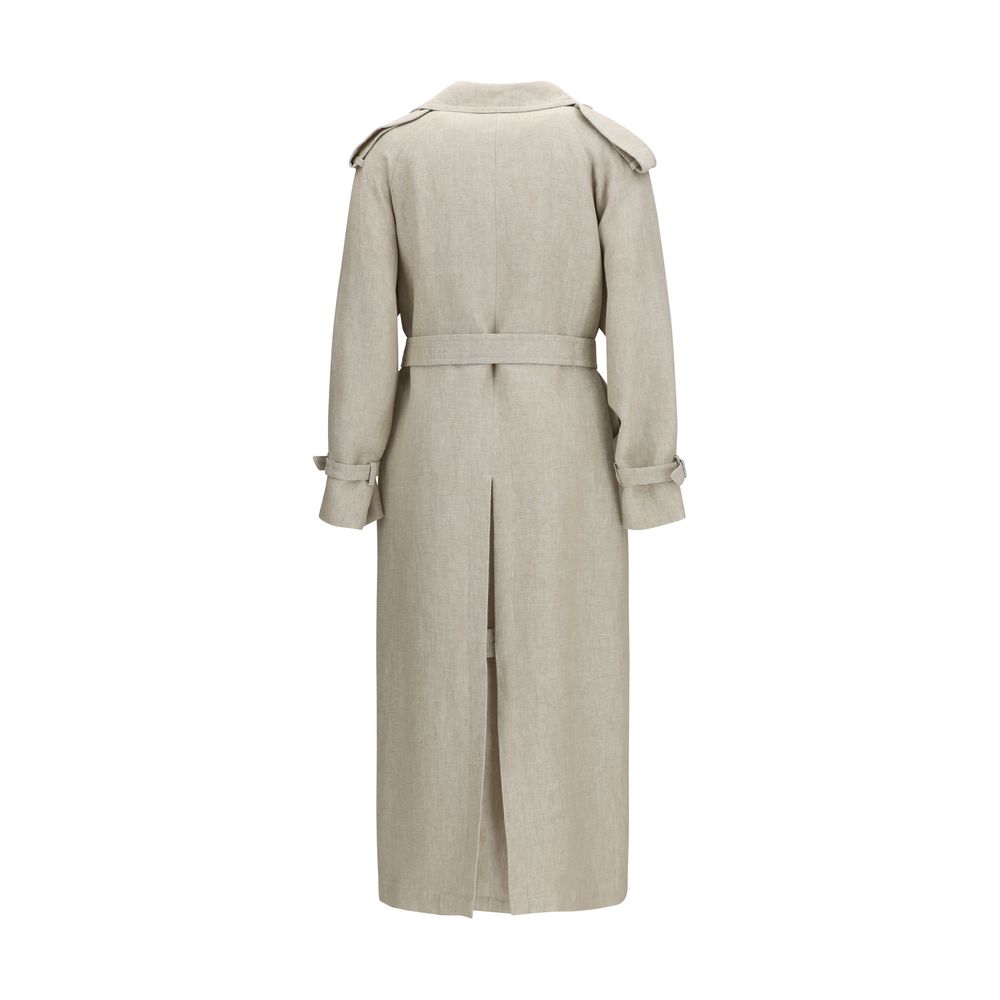 Max Mara Brauner Leinen-Trenchcoat