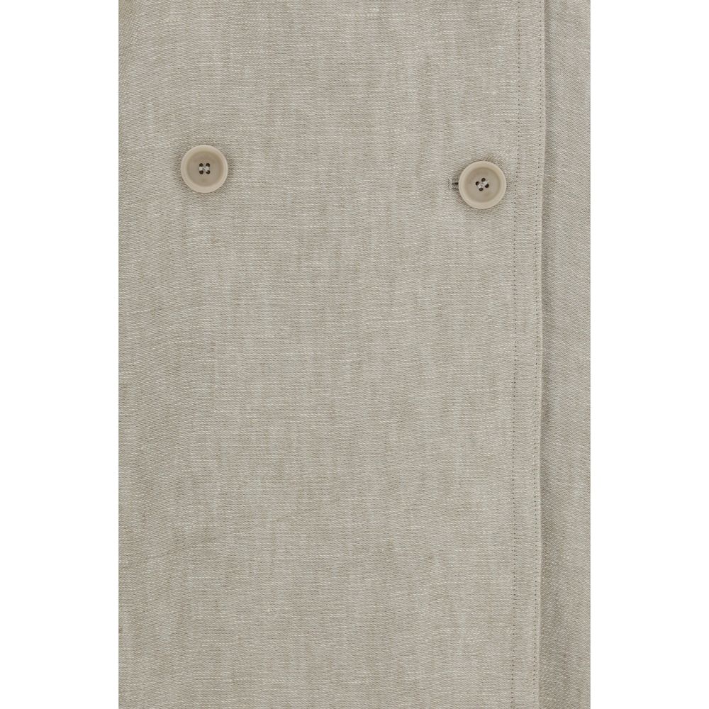 Max Mara Brauner Leinen-Trenchcoat